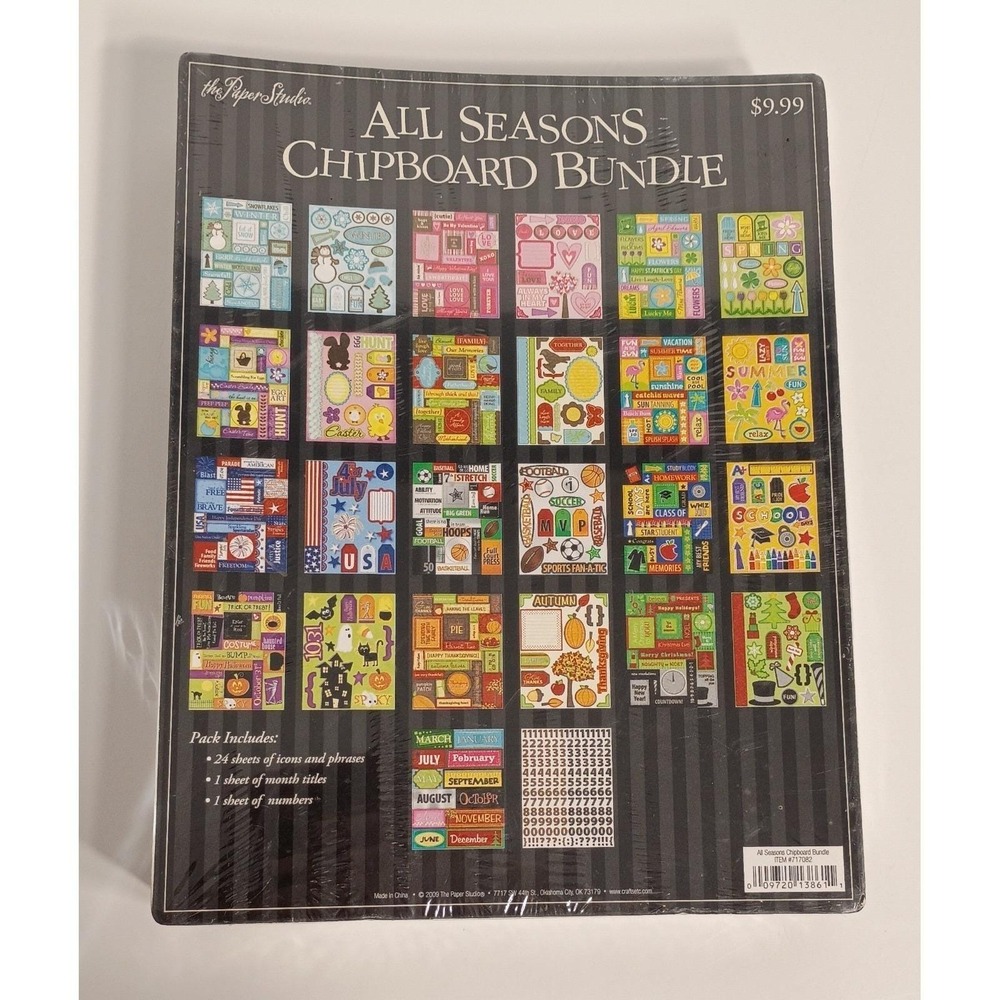 The‎ Paper Studio All Seasons ChipBoard  Bundle, Holidays, 24 Sheets, 2009, NEW